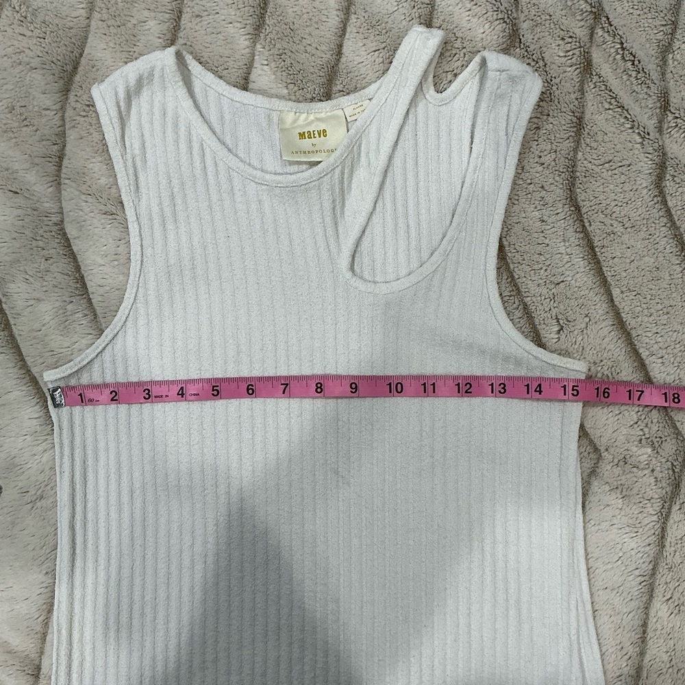 Anthropologie Maeve Ribbed Cut Out White Tank - Picture 5 of 8